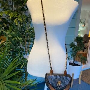 Source Unknown Snakeskin Black and Brown Crossbody Bag